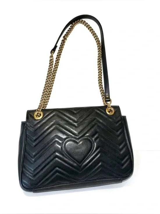 Gucci GG Black Quilted Marmont Leather Shoulder Bag with Gold Hardware - Picture 4 of 8